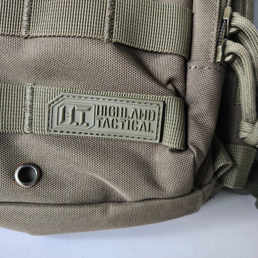 Highland Tactical Sling Bag Olive Drab Green MOLLE Shoulder Pack